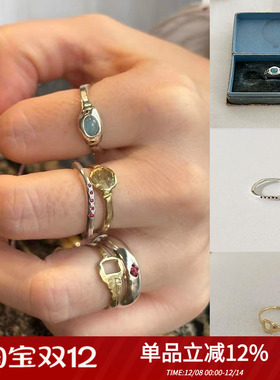 定制mars25韩国小众设计s925纯银手作感波浪小宝石戒指基础叠戴