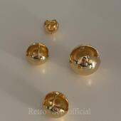 博主fever同款 百搭圣诞金球圆球小众设计感时髦光面金属高级耳钉