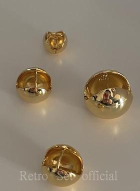 博主fever同款百搭圣诞金球圆球小众设计感时髦光面金属高级耳钉