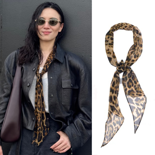 Retro法式赫本风  Y*S*L经典豹纹款桑蚕丝真丝飘带长巾丝巾围巾