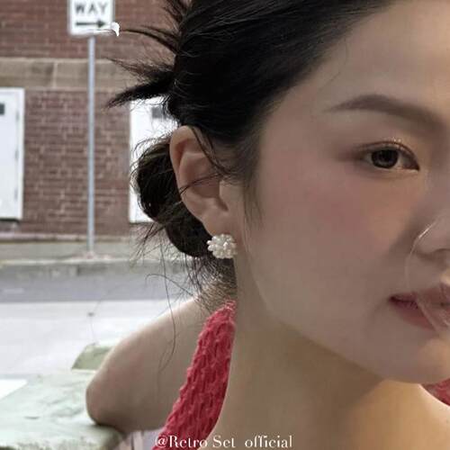 珍珠复古银女简约耳钉