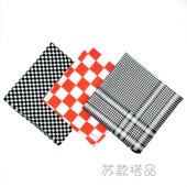 日本全棉红黑白千鸟小格子方巾潮男街舞嘻哈头巾发带女士韩版 领巾