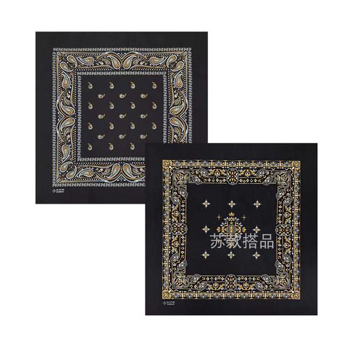 经典耐看藏青色腰果花方巾纯棉腕巾佩斯利头巾男骑行面罩Bandanna