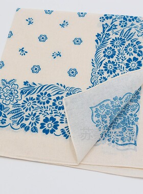 新款白色法式碎花棉小方巾发带女清新百搭领巾White头巾男Bandana