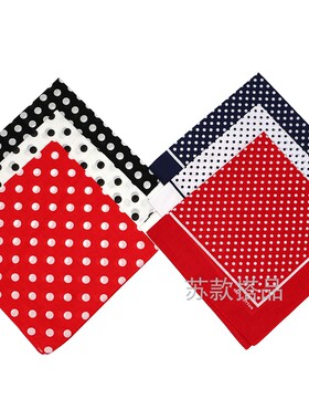 出口欧美法国棉红白黑色圆点波点小方巾女INS发带Dots头巾bandana