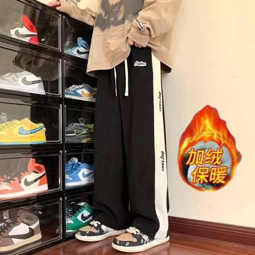 重磅直筒刺绣加绒休闲裤灯芯绒男