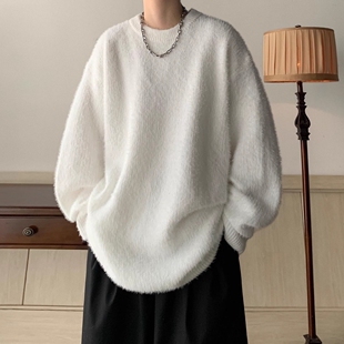 港风毛衣男秋冬季潮牌宽松情侣慵懒风针织衫卫衣高级感厚重外套潮