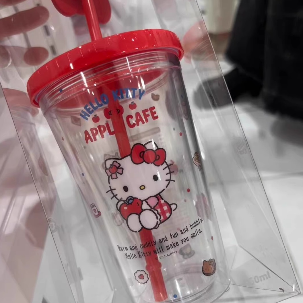 猫可爱限定苹果水杯吸管杯送朋友