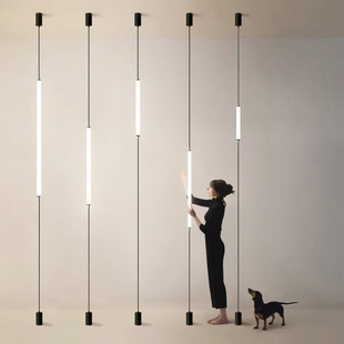 顶天立地天际线灯意式 饰设计师玄关带插头床头长条吊灯 极简民宿装