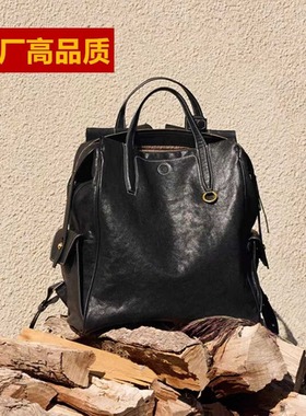 戴鹭山下系列循迹旅行包双肩包无性别复古植鞣皮大号14寸电脑包男