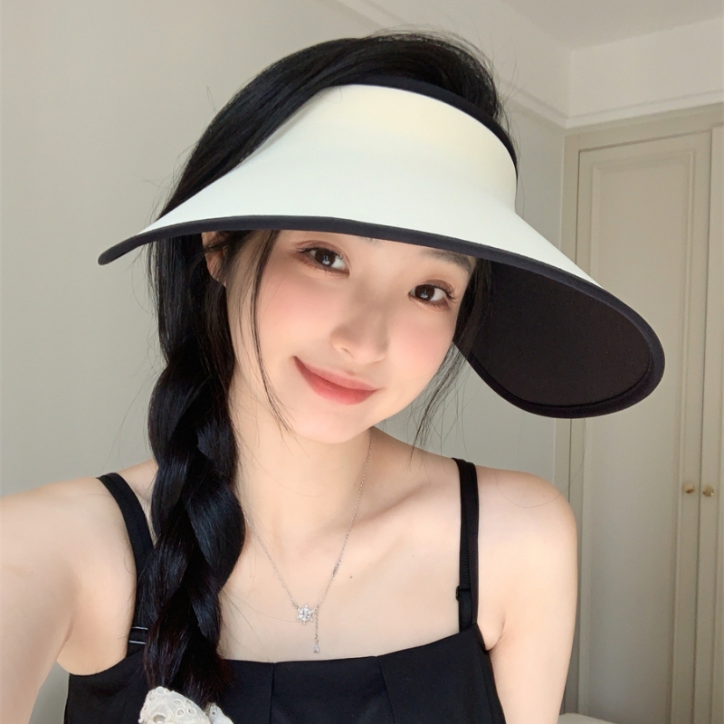 冰丝一体无痕大檐空顶遮阳帽女