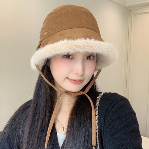 新款秋冬保暖毛绒护耳渔夫帽女