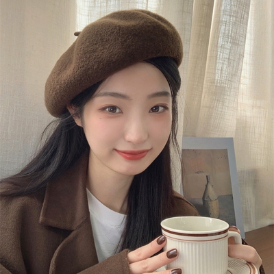日系逛街秋冬质感羊毛贝雷帽女