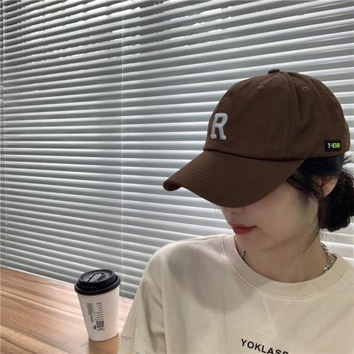 韩国气质博主同款~R字母鸭舌帽女百搭时髦简约情侣显脸小棒球帽男