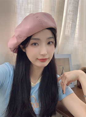 贝雷帽逛街日系女夏季粉色