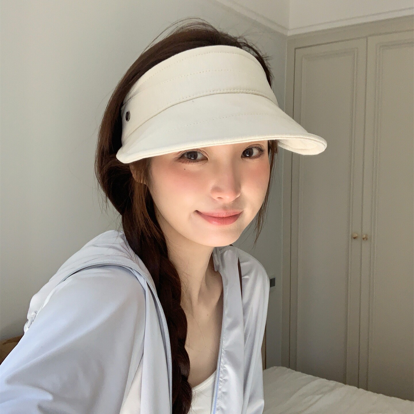 闲暇假日风~日系棉麻大檐户外空顶防晒帽女夏季透气显脸小遮阳帽