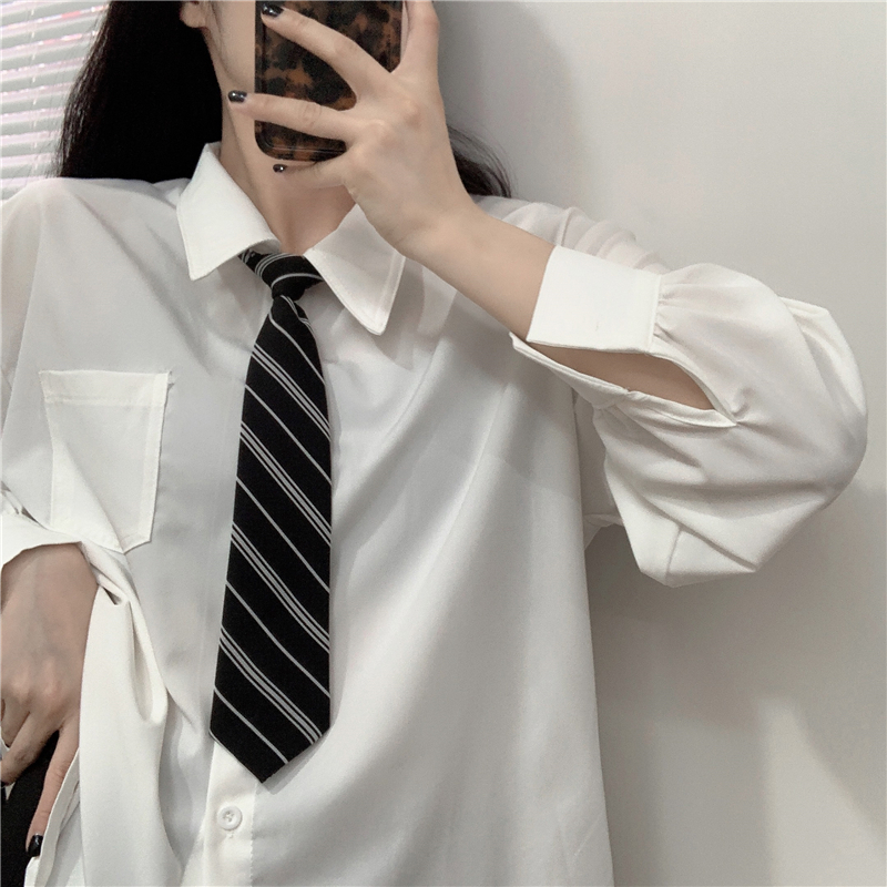 免打黑色条纹领带学院风格纹时髦
