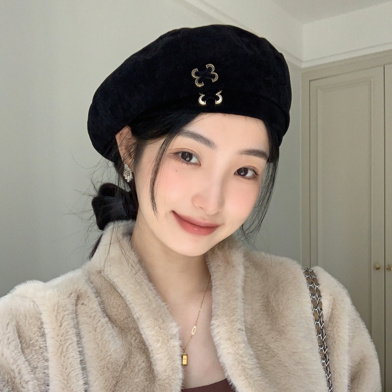 2024新款秋冬气质复古贝雷帽女