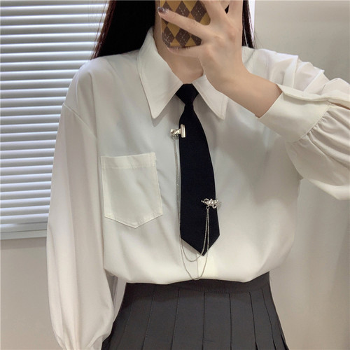 拽酷时髦链条别针黑色免打领带