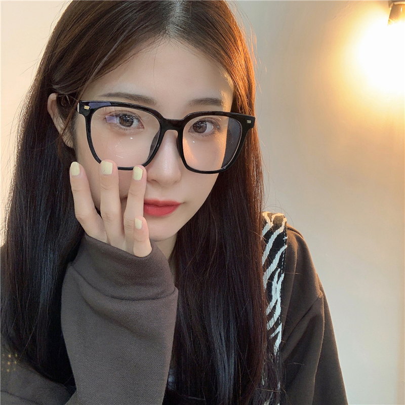 显脸小全框平光镜女网红同款凹造型黑色大框百搭韩版素颜眼镜框男