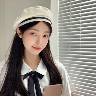 校花日常搭 透气贝雷帽女日系甜美百搭画家帽 学院风减龄薄款 夏季