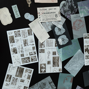 DIY相册素材包硫酸纸手账ins装饰拼贴材料包植物系文艺字体标签