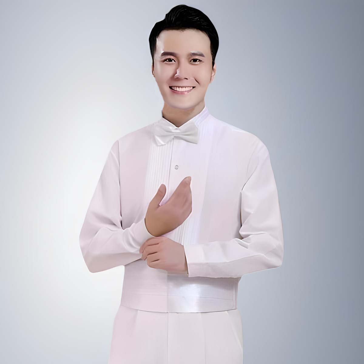 成人舞台大合唱团表演男装白色演出服衬衫男长袖修身结婚礼服衬衣图片