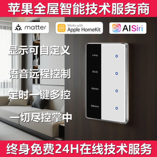 Matter蘋果HomeKit智能零火國標118型120型可自定義屏顯開關面板