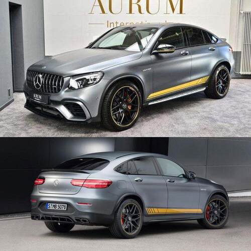 2018新款宾士专用C级AMG GLC 63 S汽车拉花 车身侧裙贴纸彩条车门