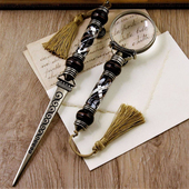 意大利Bortoletti手工银箔彩色琉璃放大镜拆信刀裁纸刀风吹半夏