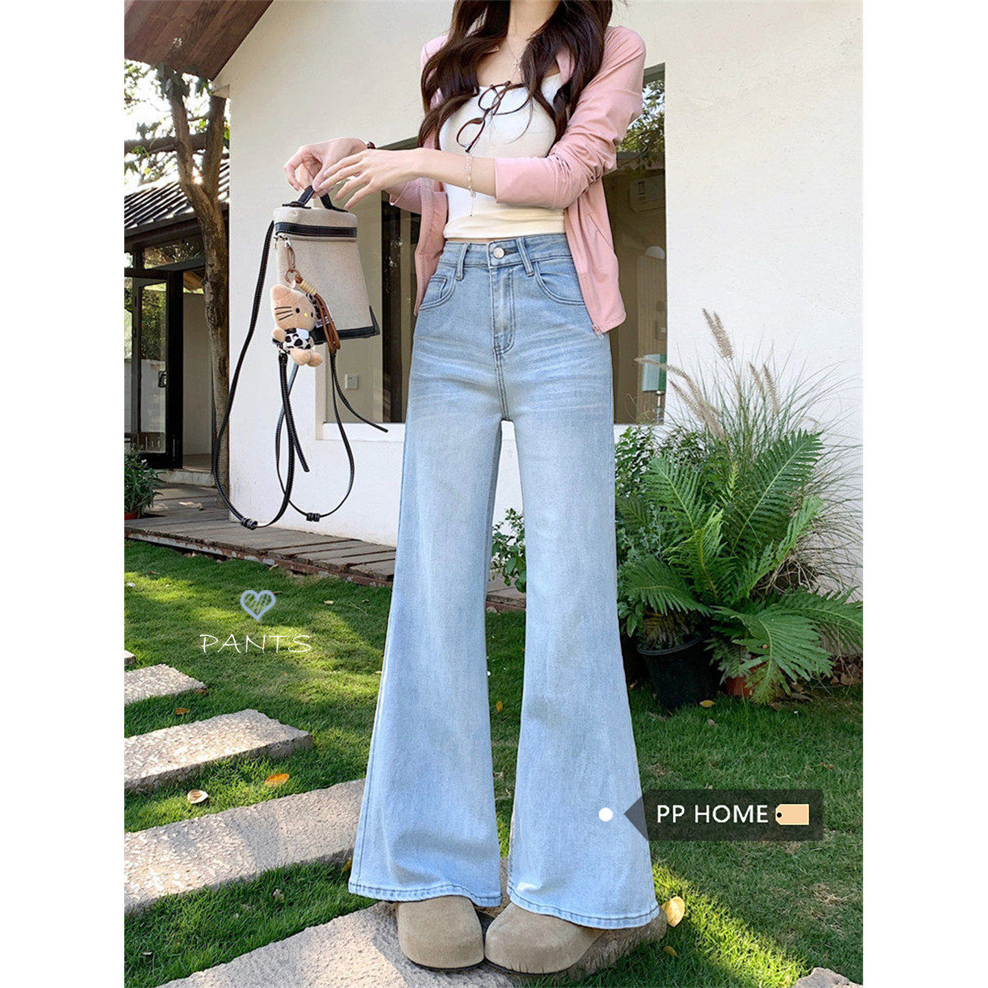 日本offcat辣妹风蓝色水洗微喇牛仔裤女秋冬高腰修身显瘦减龄阔腿,女装/女士精品,牛仔裤,淘宝优惠券,粉丝福利购,淘宝优惠卷