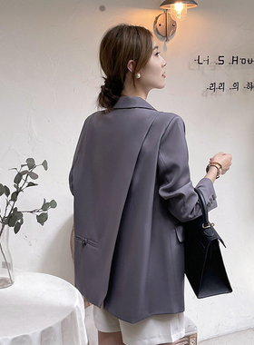 日本offcat灰色西装外套女2025秋新款韩系chic休闲宽松小众设计感