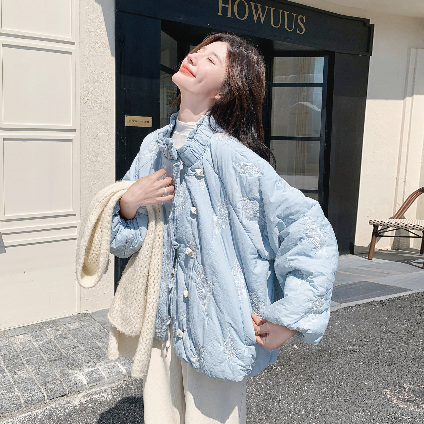日本offcat国风刺绣羽绒服女冬新款2025超火巨好看的韩系氛围感90