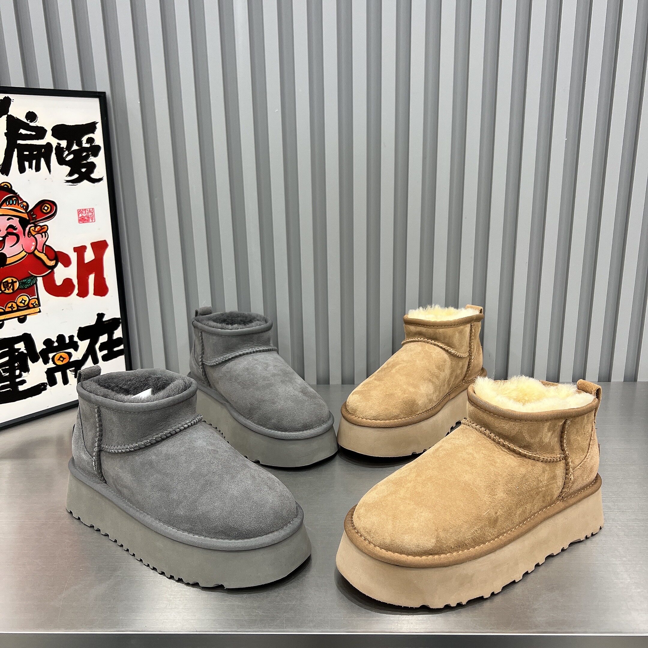 日本offcat厚底松糕雪地靴女鞋2025新款皮毛一体套筒短靴保暖棉鞋