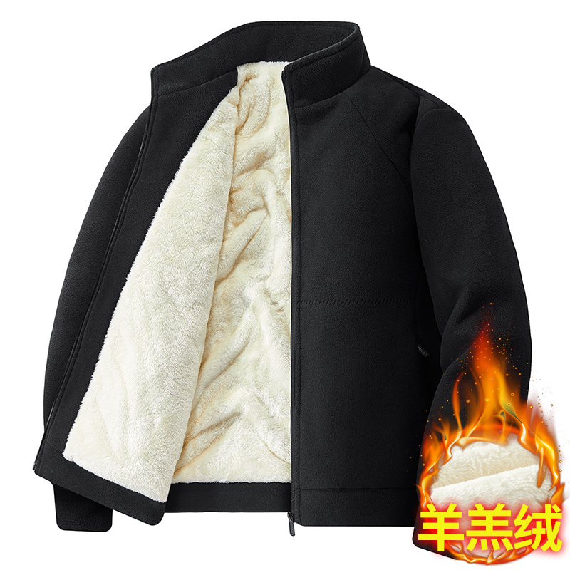 特厚羊羔绒保暖棉衣男女冬季加绒加厚抗寒防风保暖大码摇粒绒外套