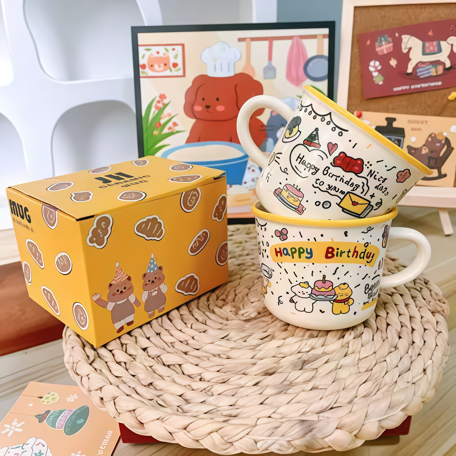 儿童杯陶瓷马克杯带刻度牛奶杯子小朋友生日聚会礼物纪念品小礼品