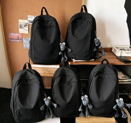 纯色女书包简约大容量潮流电脑包男高中大学生潮流双肩包开学超轻
