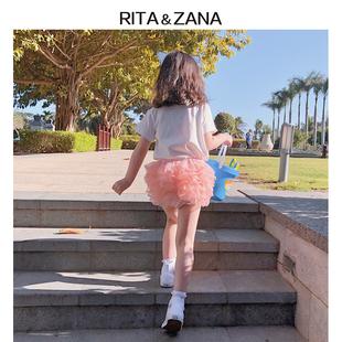 RITA&ZANA女童寶寶桃粉色TUTU褲 洋氣短褲 裙網(wǎng)紗蓬蓬裙公主姐妹裝