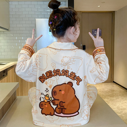 2026新款女童睡衣春秋季儿童纯棉长袖大童卡皮巴拉女孩家居服秋款
