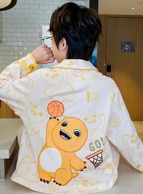 2025新款男童睡衣春秋季纯棉长袖薄款儿童奶龙小男孩青少年家居服