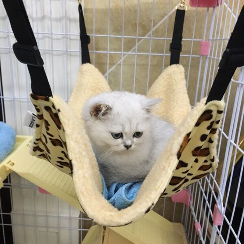 豹纹猫吊床 加厚羊羔绒保暖舒适猫咪吊床 大号猫笼吊床 猫笼挂床
