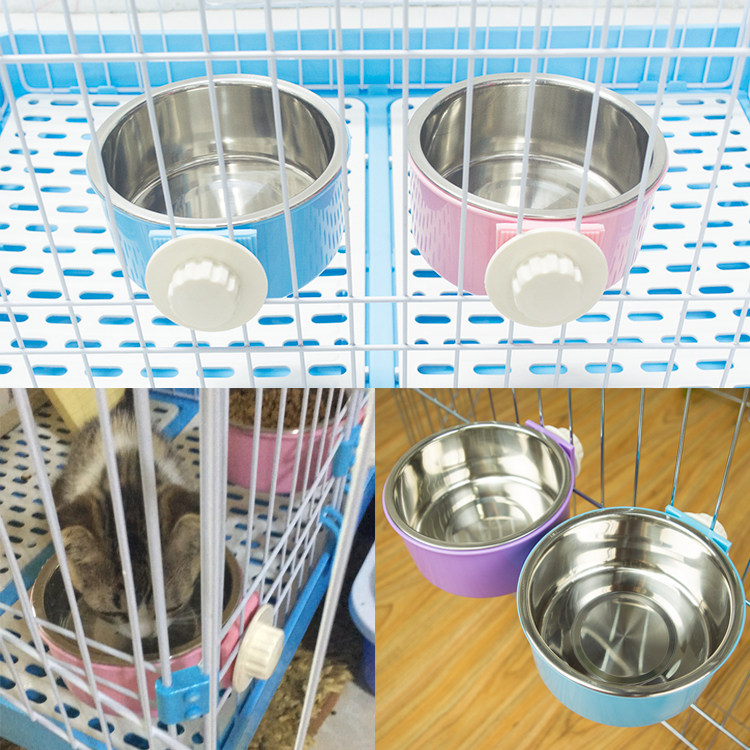 悬挂式防打翻可固定宠物猫笼狗碗