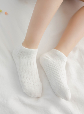 儿童白色袜子春秋纯棉薄款男童女童全棉短袜宝宝小学生秋季运动夏