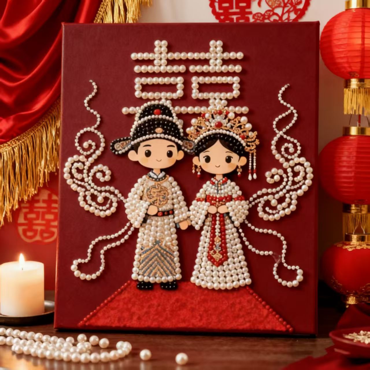 新婚珍珠画diy结婚钻石手工自粘