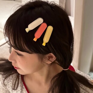 韩系冰透果冻发糖果基础一字百搭无痕夹化妆前额侧边碎发鸭嘴夹