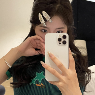 元 气满满醋酸彩钻无痕发夹边夹侧边小众一字发卡头饰碎发刘海夹