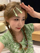 薄荷绿夏天 自制两件套珠光彩色发夹侧边无痕刘海鸭嘴夹化妆发饰