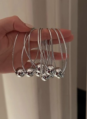 真诚的浪漫~简约ins高级感黑色发圈头绳女高弹力耐用银球橡皮筋