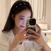 请你次蛋糕 黑色蝴蝶结银标发箍简约韩系气质小众洗脸不压发头箍