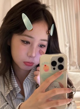 慢生活 好心情~蓝色醋酸发夹简约清晰小众前额侧边碎发鸭嘴夹发饰